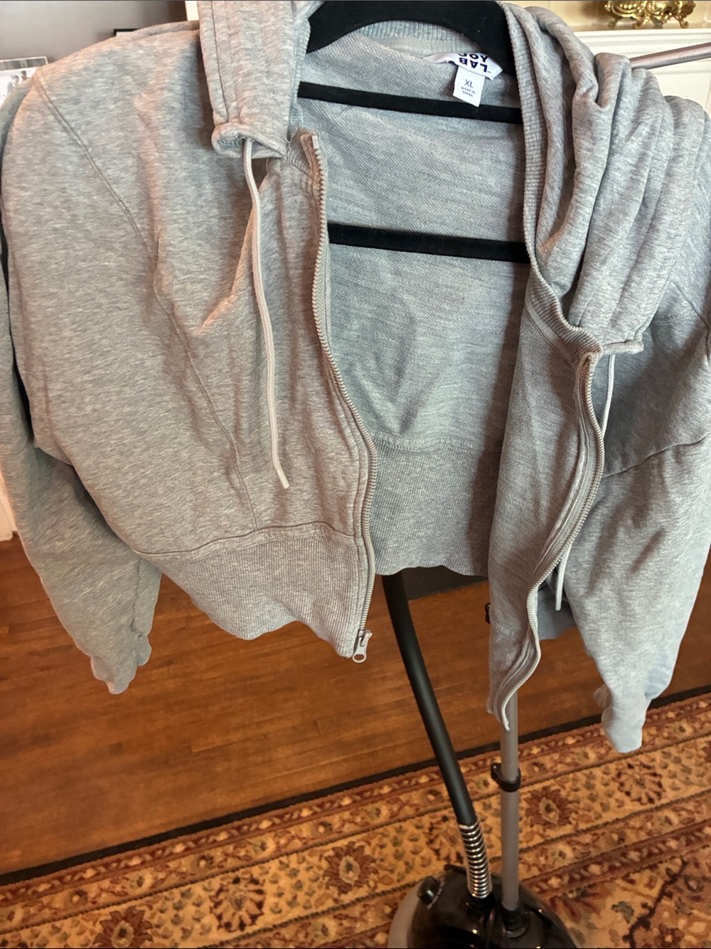 JoyLab Light Gray Zip-Front Cropped Hoodie